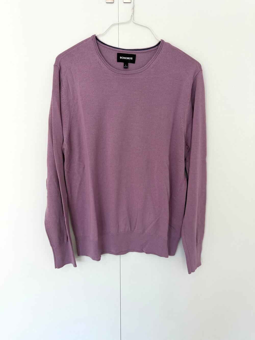 BONOBOS Men's Extra Fine Merino Wool Crewneck Sweater in Mauve